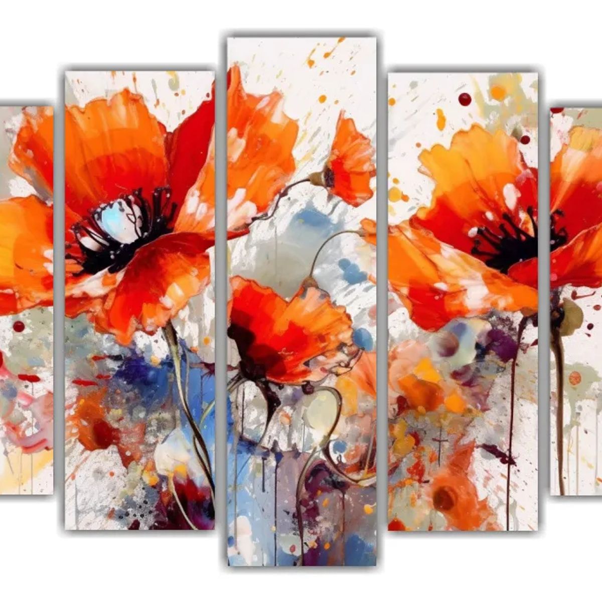 GENERICO - Set 5 Cuadros abstractos Orquídeas Decorativo 100x65cm