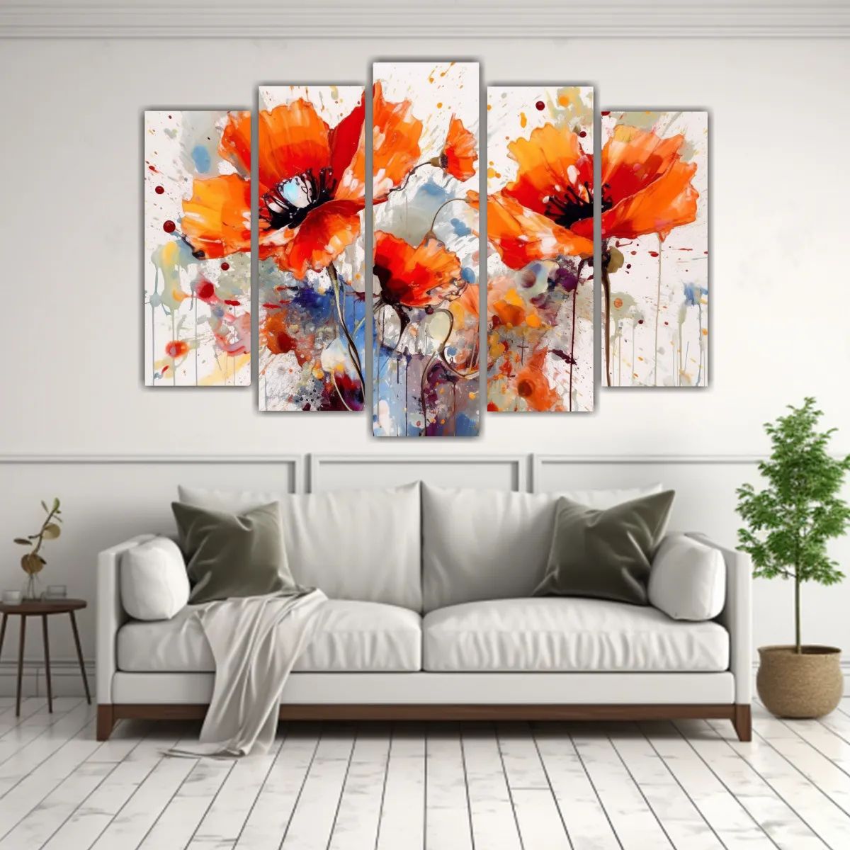 GENERICO - Set 5 Cuadros abstractos Orquídeas Decorativo 100x65cm