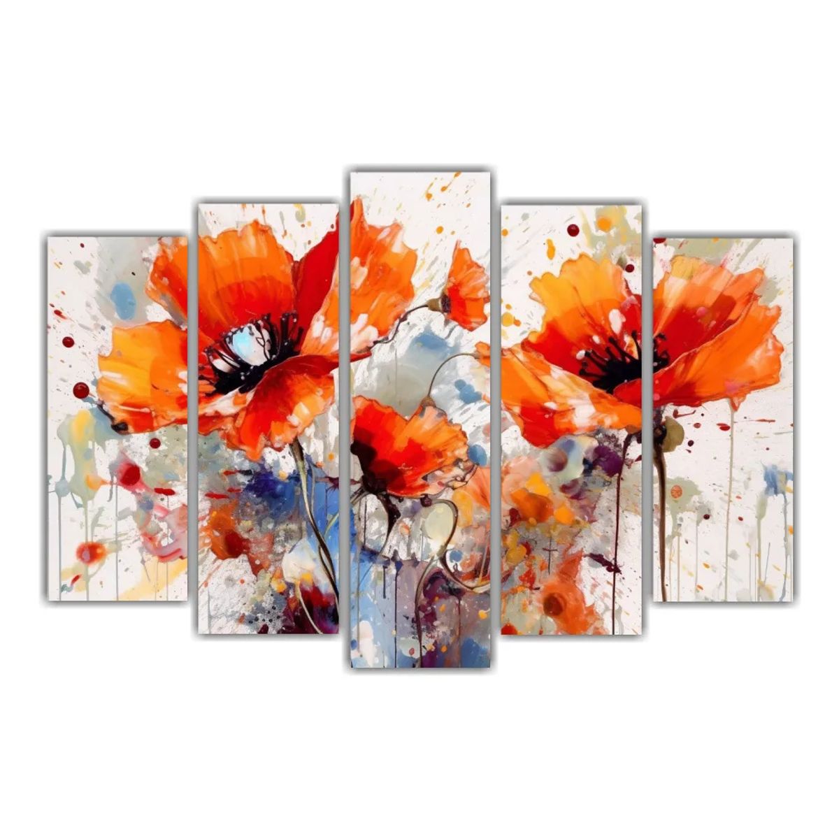 GENERICO - Colección 5 Piezas Canvas Decorativo Orquídeas Abstractos 100x65cm