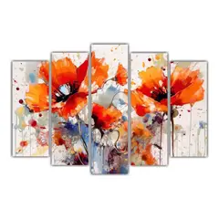 GENERICO - Colección 5 Piezas Canvas Decorativo Orquídeas Abstractos 100x65cm