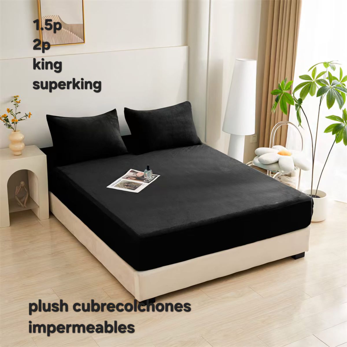 GENERICO - Cubrecolchon tela plush e impermeable 2p