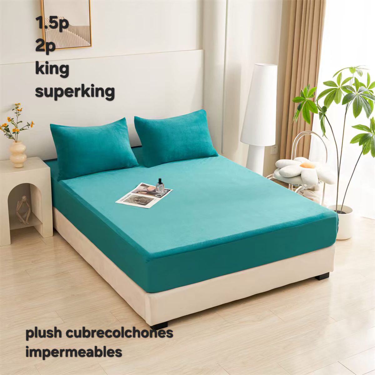 GENERICO - Cubrecolchon tela plush e impermeable 2p