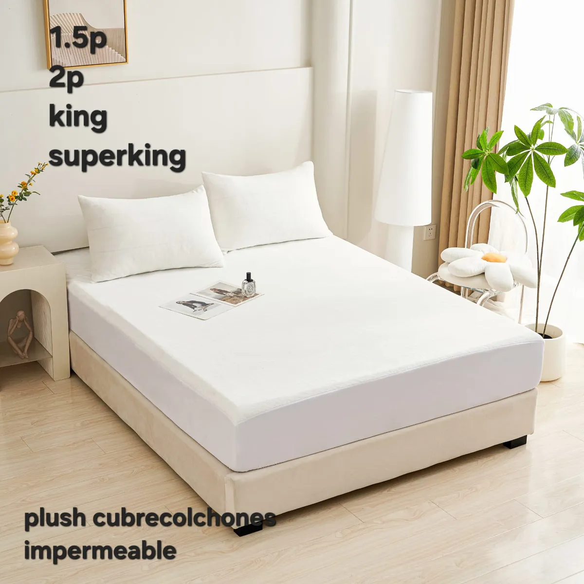 GENERICO - Cubrecolchon tela plush e impermeable 2p