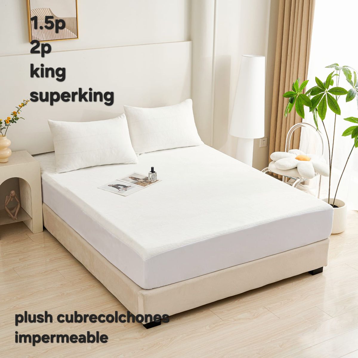 GENERICO - Cubrecolchon tela plush e impermeable 2p