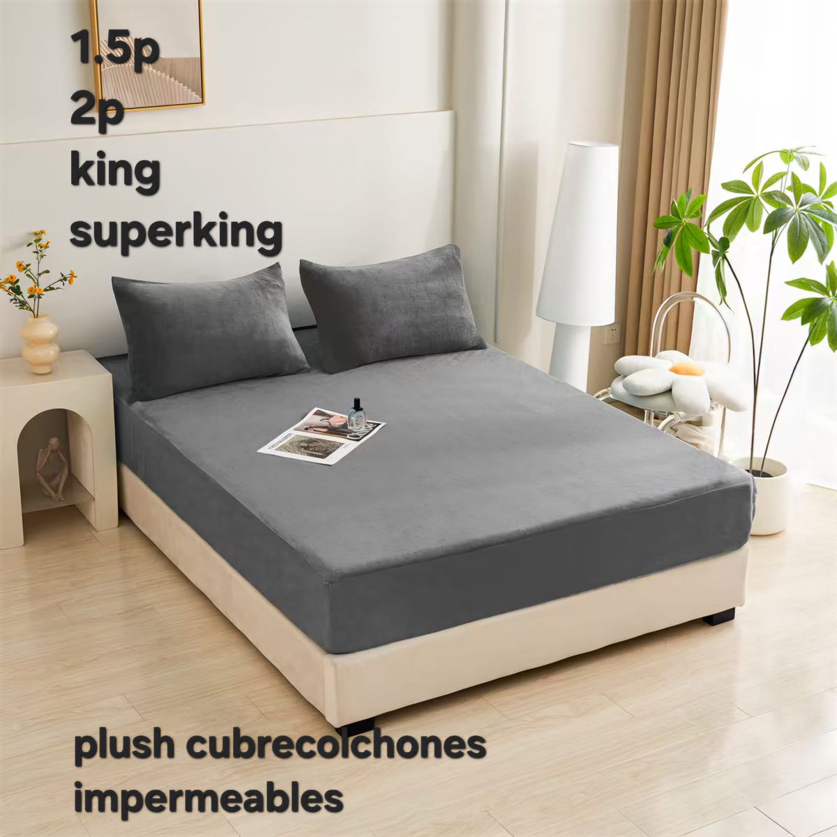 GENERICO - Cubrecolchon tela plush e impermeable 2p