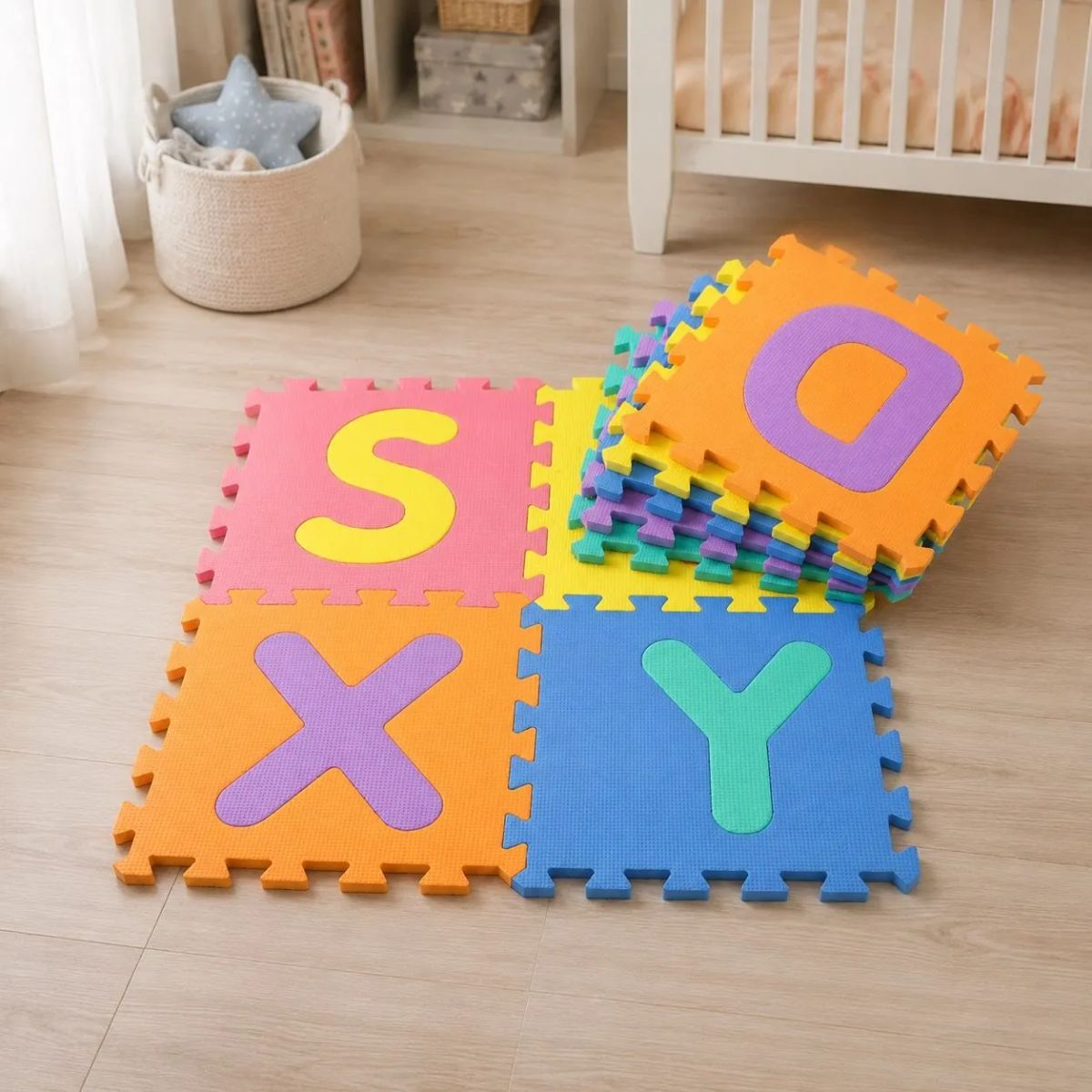 HOMESTAR - Alfombra puzzle bebé goma EVA letras 10 piezas multicolor