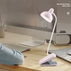 HOMESTAR - Lámpara LED con Clip Recargable y Cuello Flexible 3 Tonos - Rosa