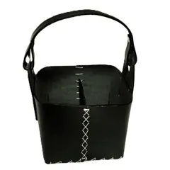 GENERICO - CANASTO MATERO NEGRO 100% CUERO