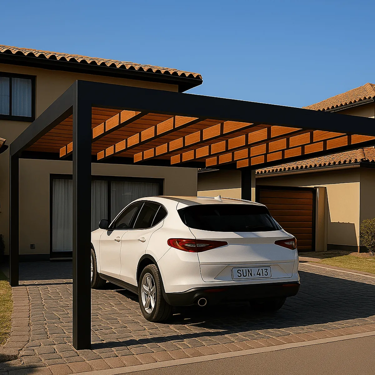 GENERICO - Cobertizo Moderno Para Terraza y Estacionamientos o Pergola para jardin