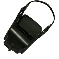 GENERICO - CANASTO MATERO NEGRO 100% CUERO CON BOLSILLO