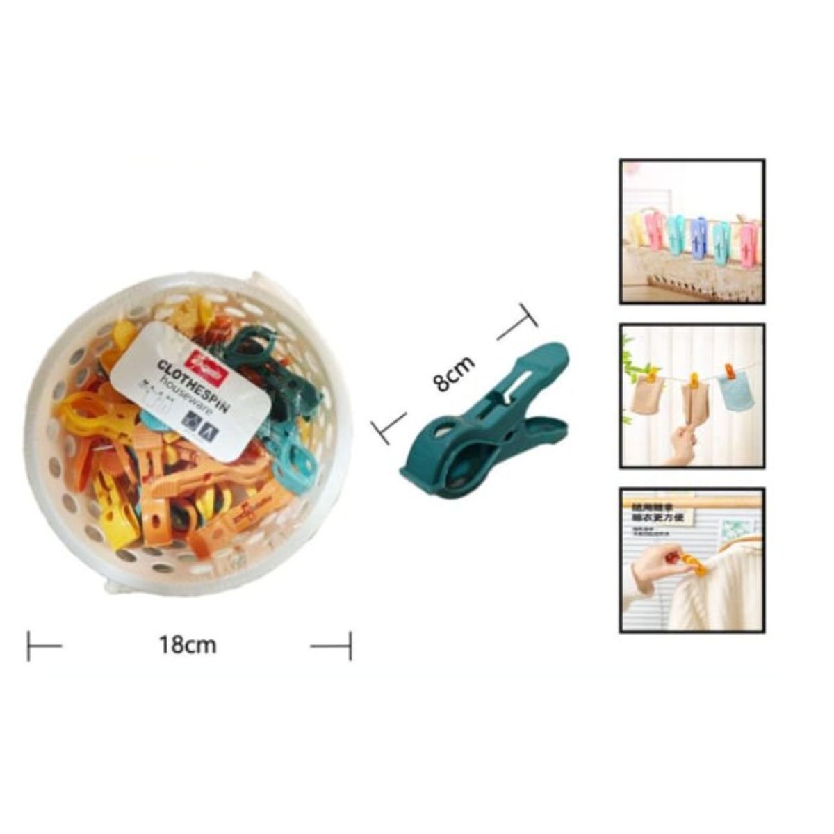 GENERICO - Pinza De Ropa Set 36 Piezas De Plastico 8 Cm