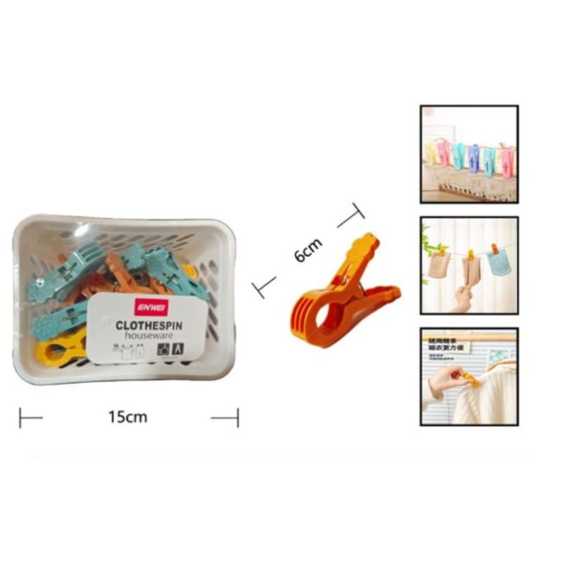 GENERICO - Pinza De Ropa Set 16 Piezas De Plastico 6 Cm
