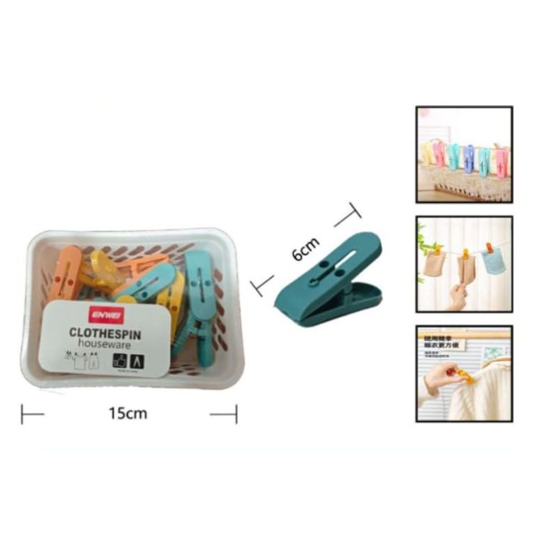 GENERICO - Pinza De Ropa Set 16 Piezas De Plastico 6 Cm