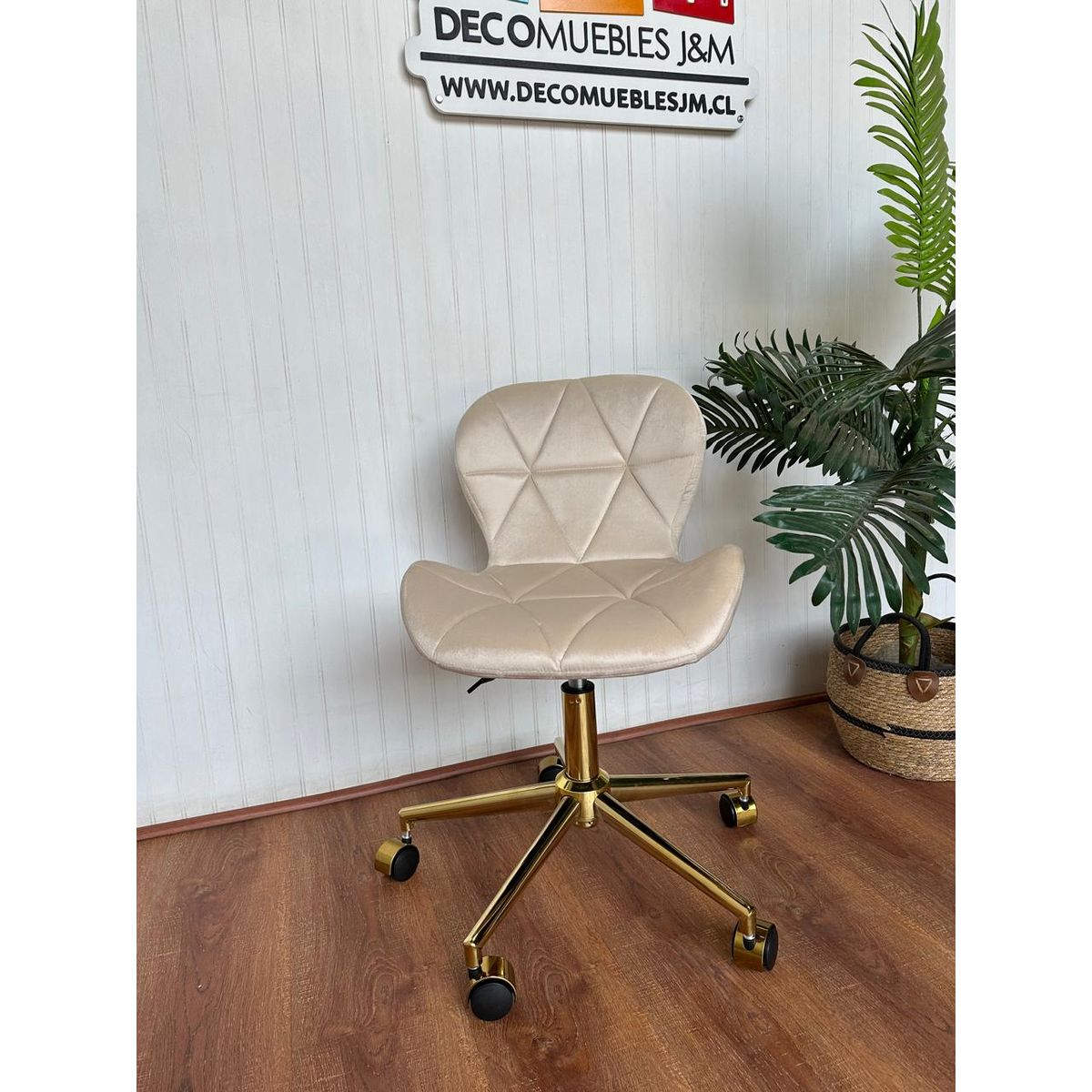 GENERICO - Silla Mariposa con ruedas de escritoio velvet gold Beige