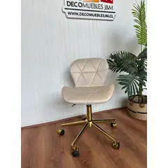 GENERICO - Silla Mariposa con ruedas de escritoio velvet gold Beige