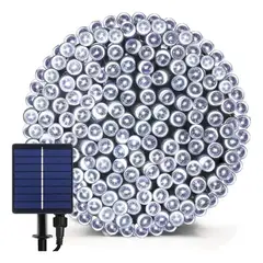 BIGBAMSPACE - Luces Led Solar Navidad Guirnalda 20m 200 Led Luz Blanca