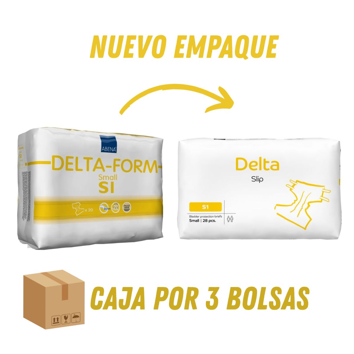 ABENA - Caja Pañal Anatómico Adulto DELTA SLIP S1 Small -84 unidades