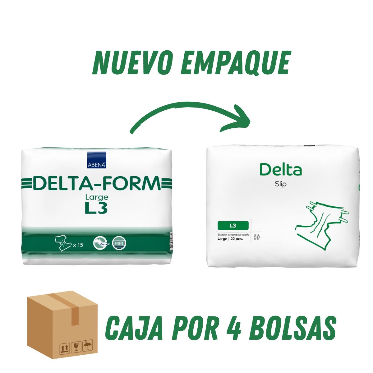 ABENA - Caja Pañales Adultos Anatómico Abena Delta Slip L3. 88 Unid