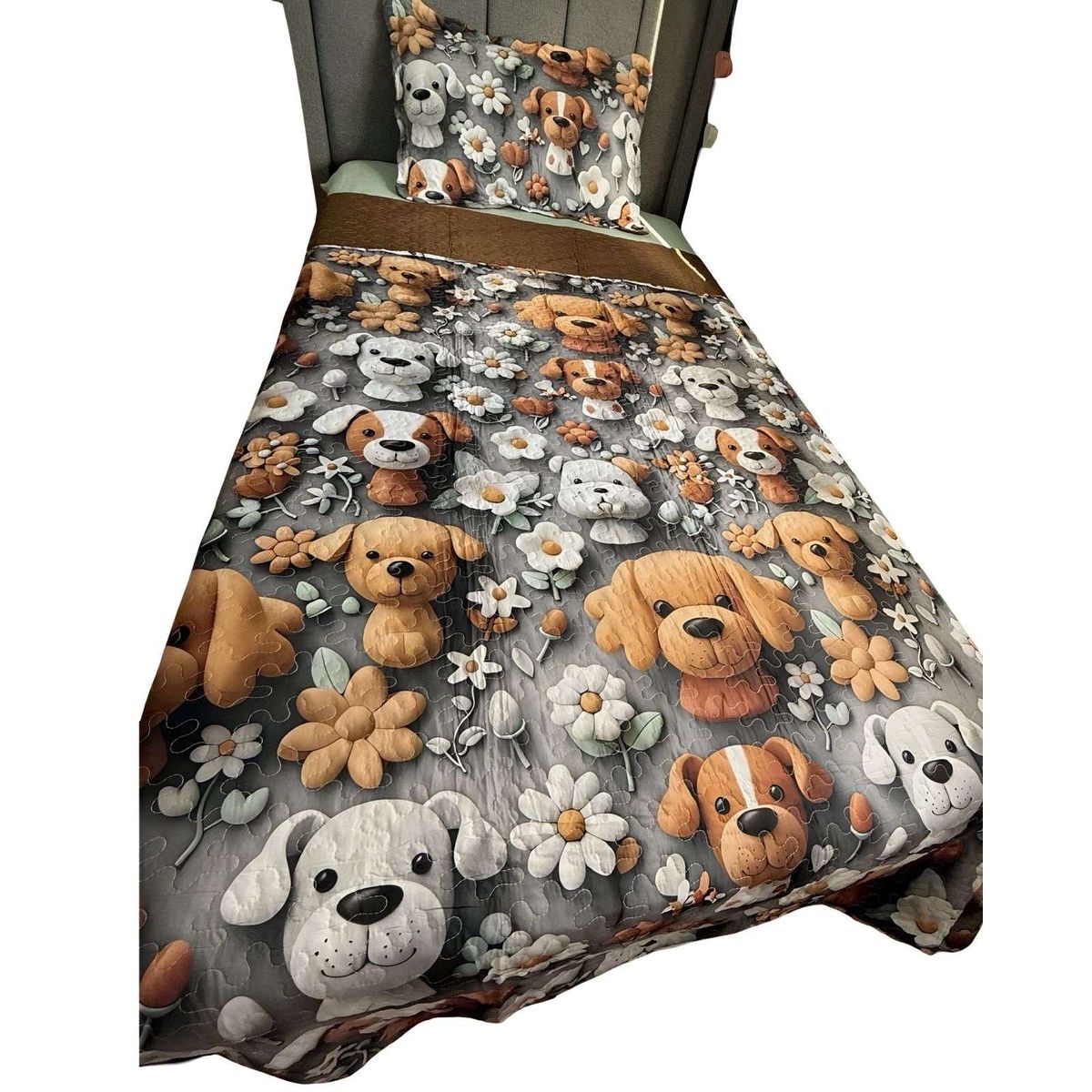 GENERICO - CUBRECAMA QUILT PRIMAVERA VERANO INFANTIL PERRO