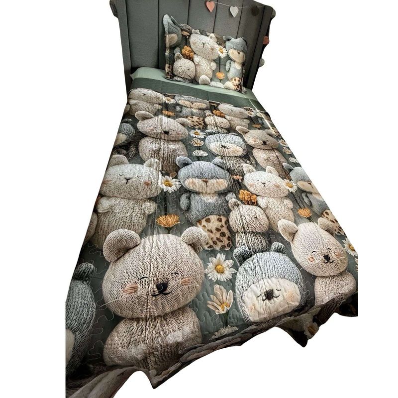 GENERICO - COBERTOR QUILT VERANO INFANTIL OSO VERDE