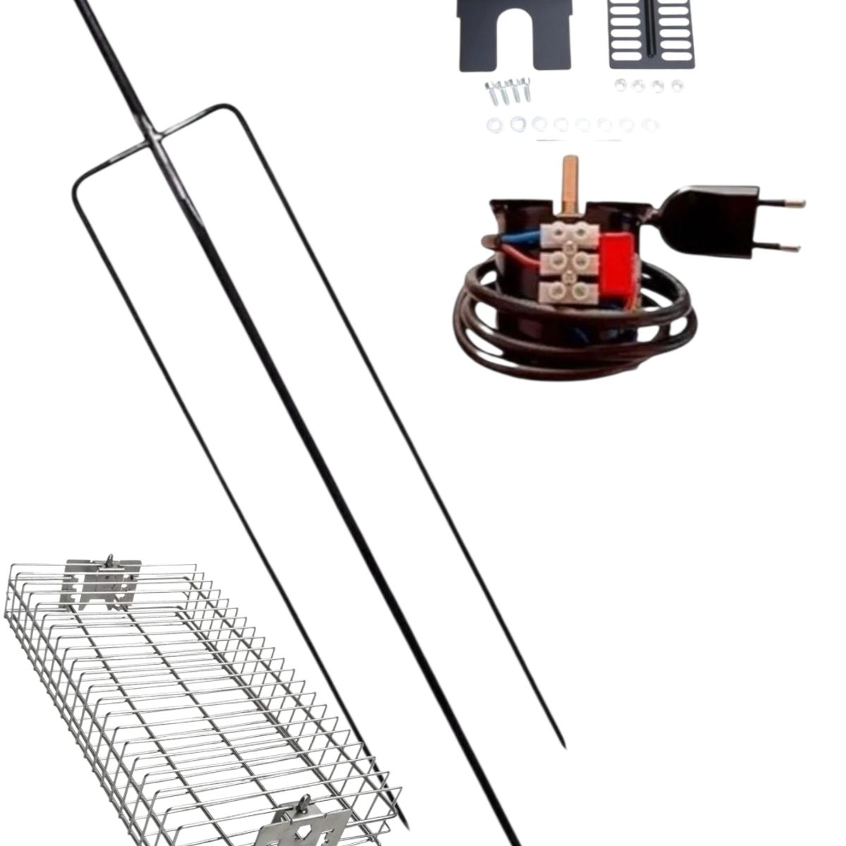 GENERICO - Motor 35 kg + canastillo + tridente acero inoxidable 1,2 mts largo