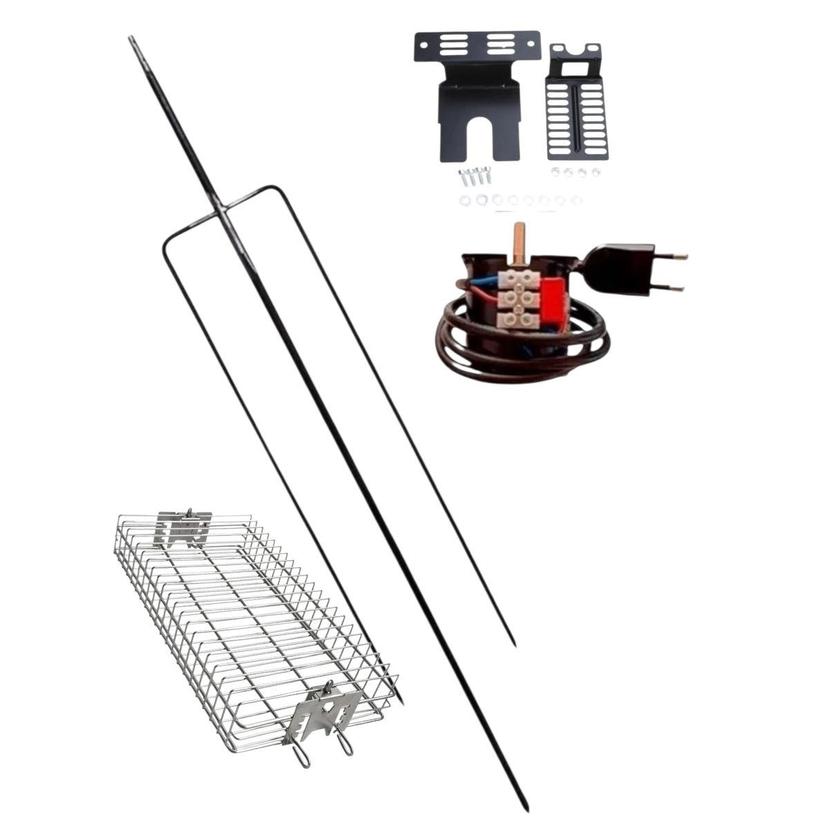 GENERICO - Motor 35 kg + canastillo + tridente acero inoxidable 1,2 mts largo