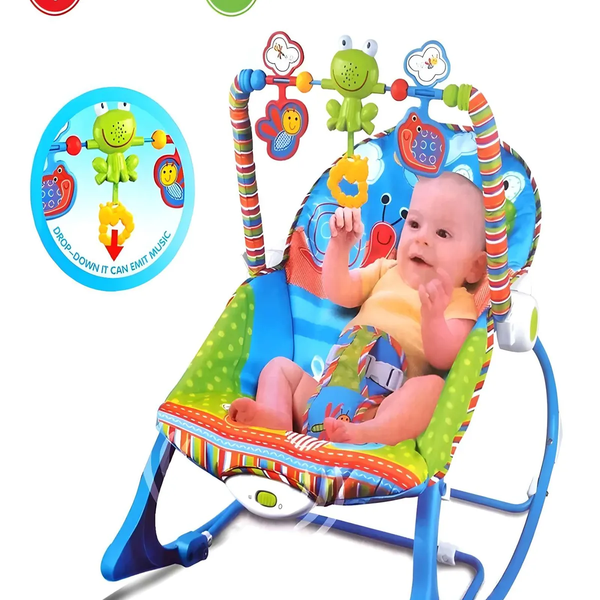 GENERICO - Silla Mecedora Para Bebé 2 en 1 Azul