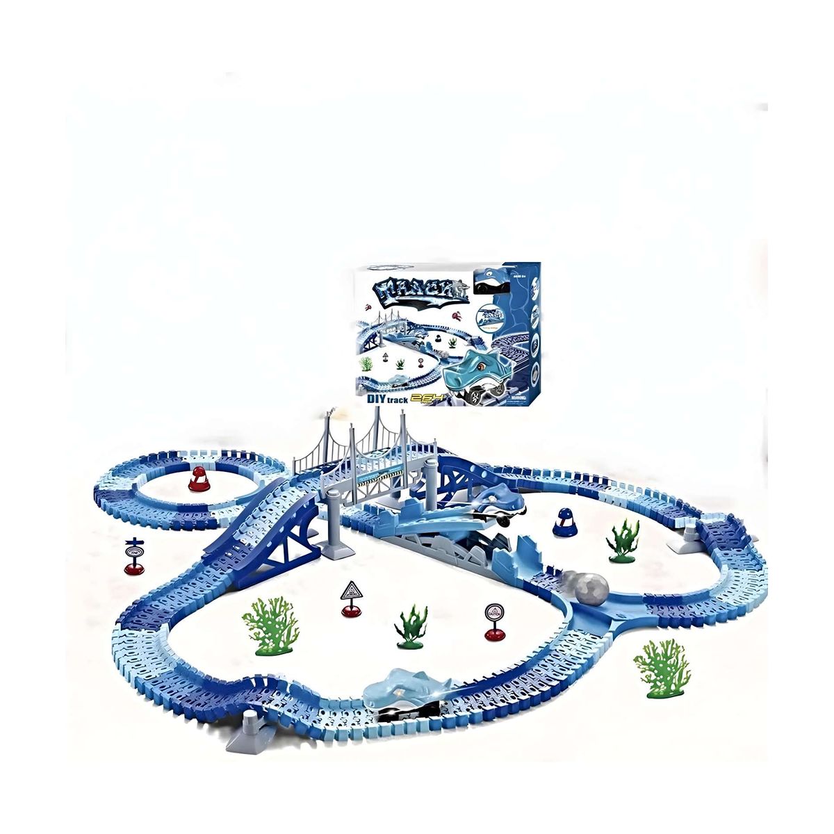 GENERICO - Pista de Auto Tiburón Shark Electrica Para Niños