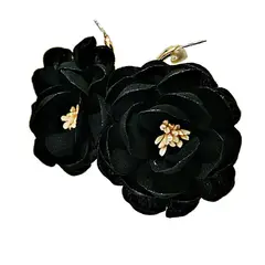 VIVAFELICIA - Aros Acero Flor de Camelia Negro