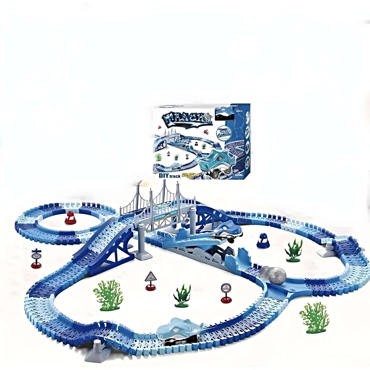 GENERICO - Pista de carrera Auto Tiburón Shark Electrica Para Niños