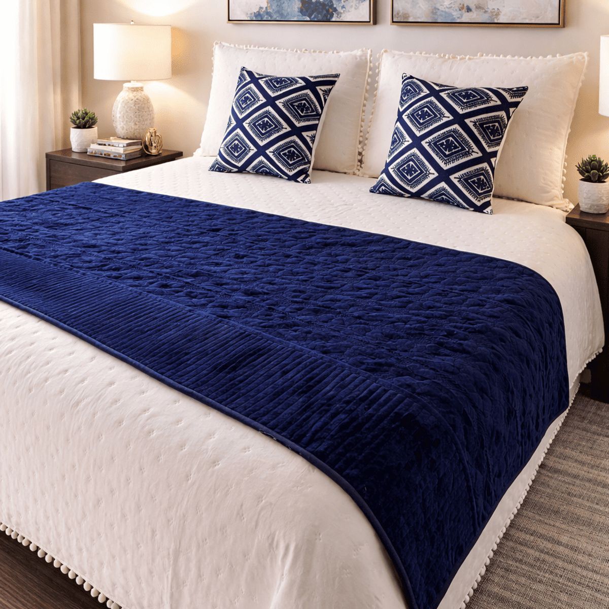 DEKOHOME - Piecera cama Plush Azul