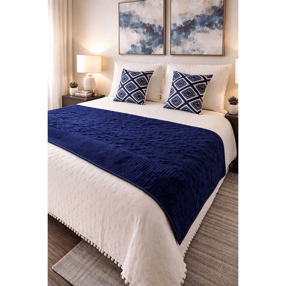 DEKOHOME - Piecera cama Plush Azul