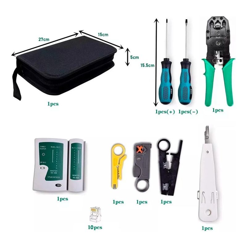 IRM - Kit de Herramientas para Redes RJ45 con Crimpadora y Probador