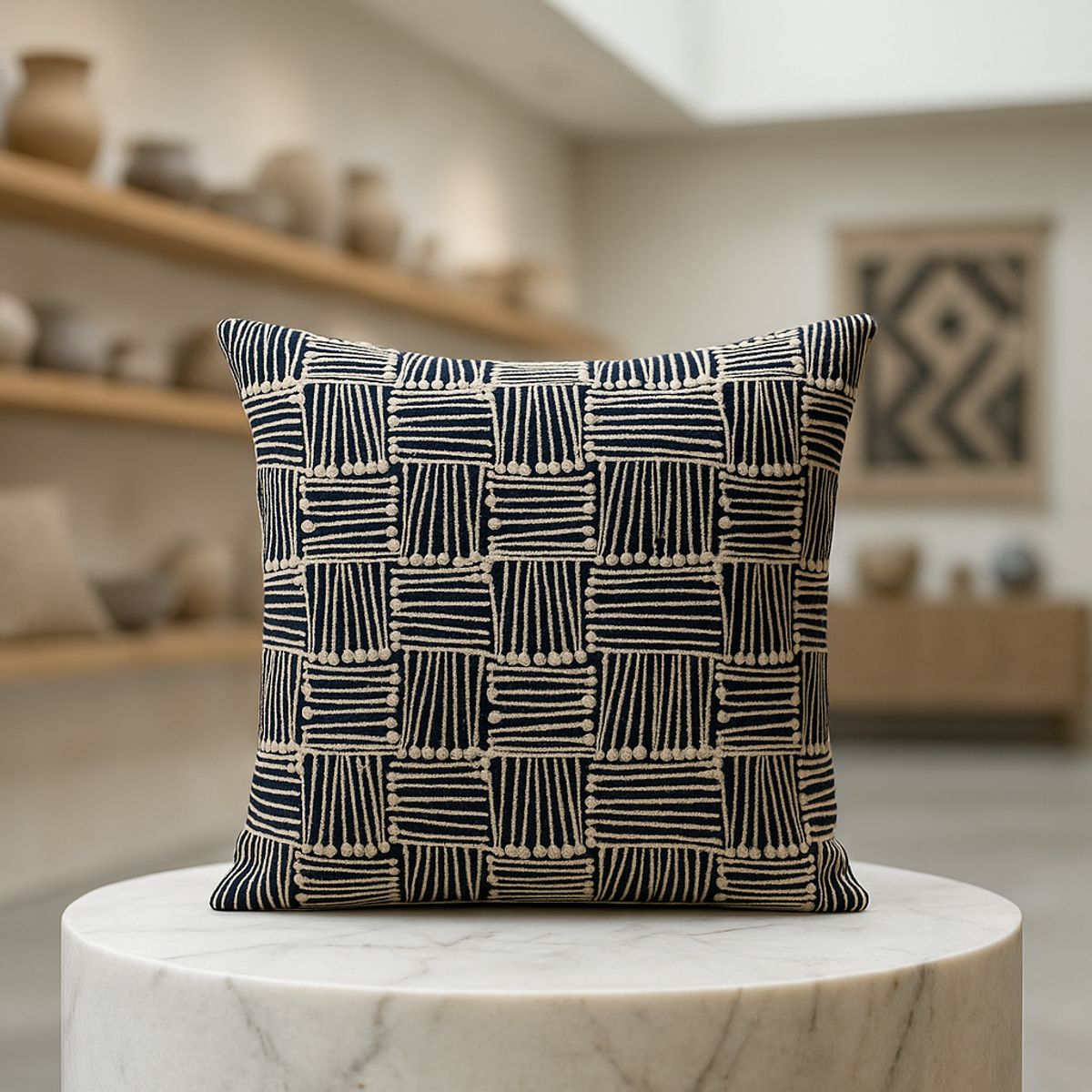 ARMONIA - Funda de almohadón 45x45 tribal negro decoración CL 694