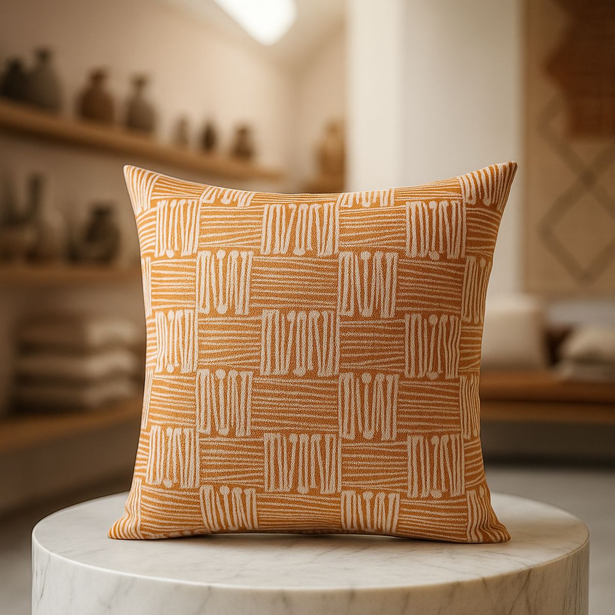 ARMONIA - Funda cojín decorativa naranjo 45x45 sofá dormitorio 694