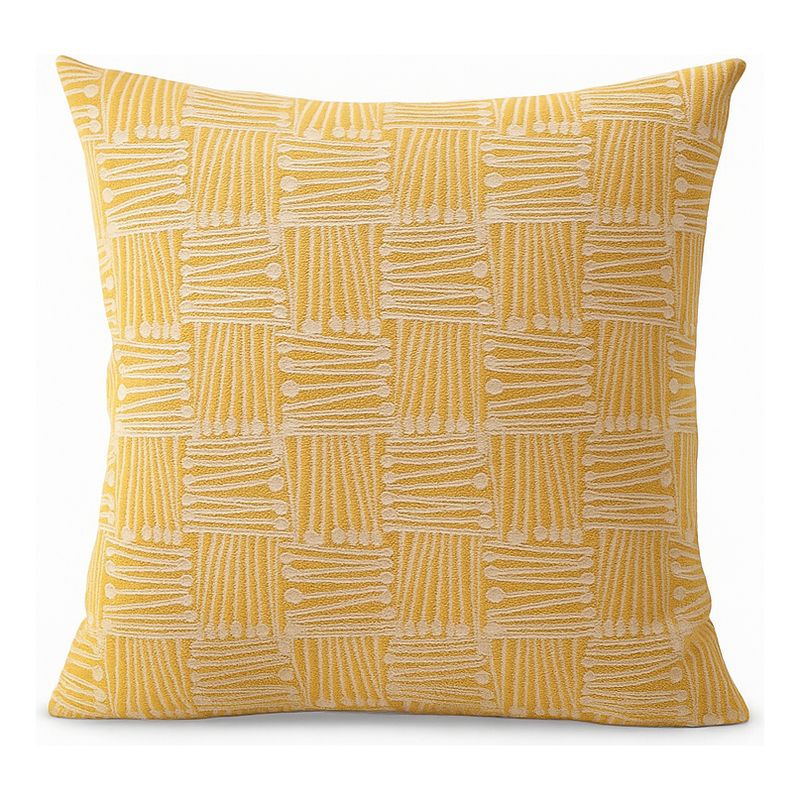 ARMONIA - Funda de cojín tribal amarillo 45x45 algodón suave 694