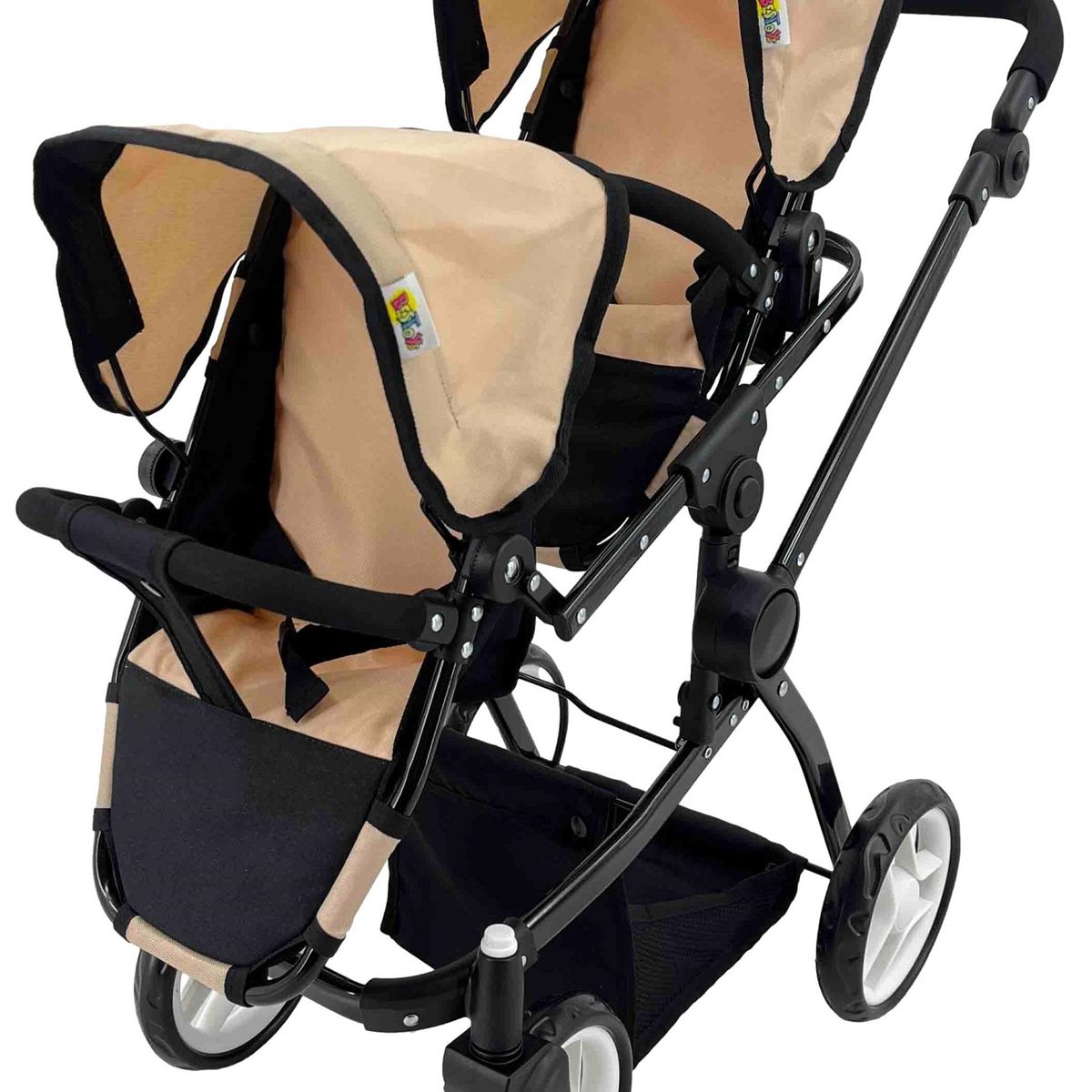 BESTOYS - Coche Muñeca Reversible Doble Mellizo Plegable Bestoys Beige