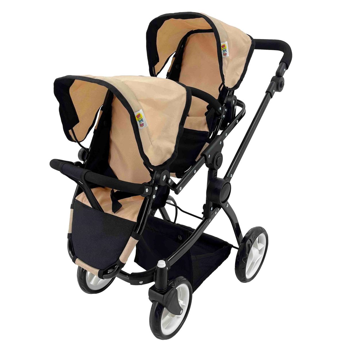 BESTOYS - Coche Muñeca Reversible Doble Mellizo Plegable Bestoys Beige
