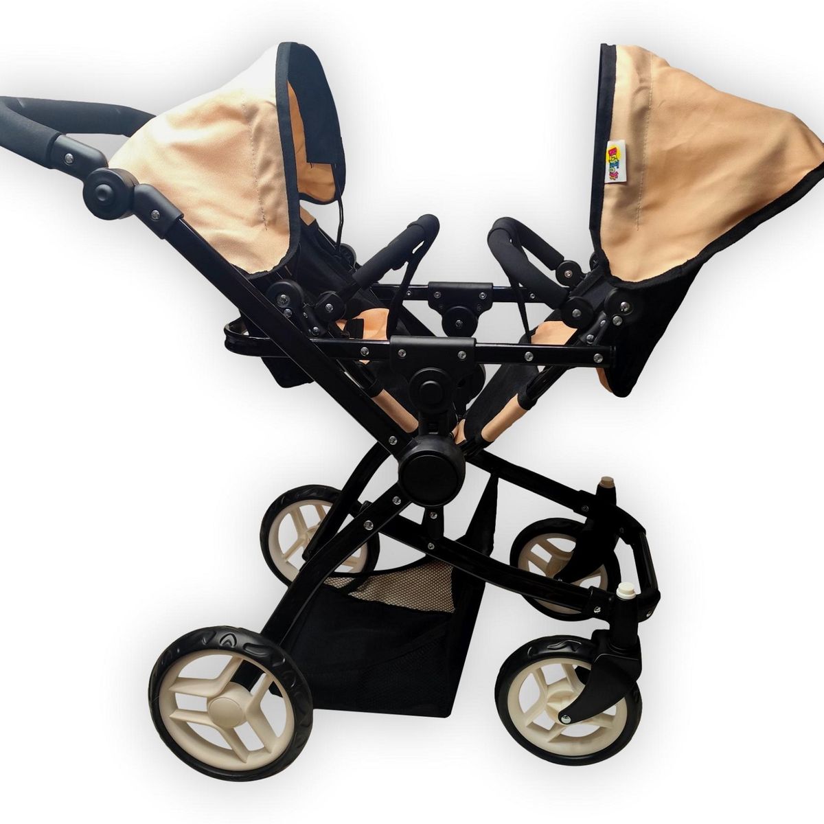 BESTOYS - Coche Muñeca Reversible Doble Mellizo Plegable Bestoys Beige