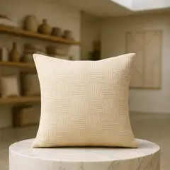 ARMONIA - Funda cojín decorativa beige tribal 45x45 sofá dormitorio 694