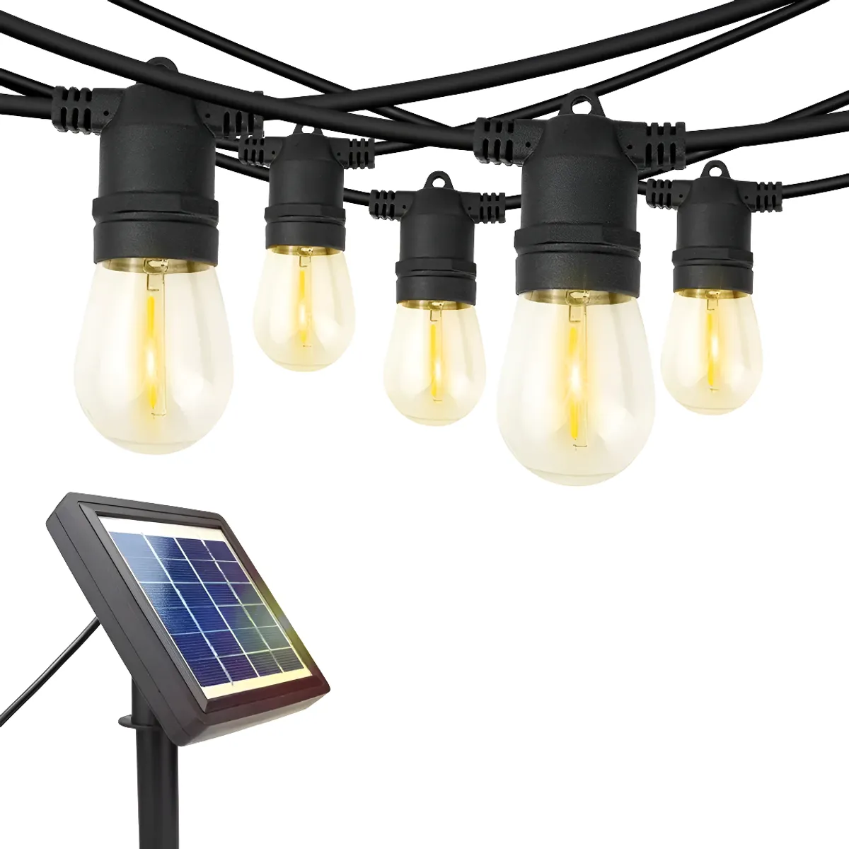 GENERICO - Guirnalda Solar Led 10 Ampolletas 10 Metros Luz Cálida 2700k