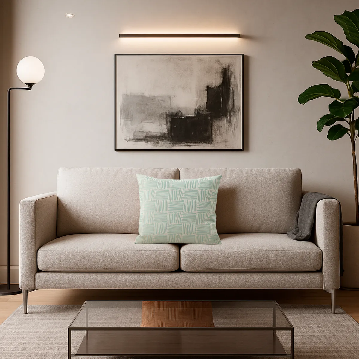 ARMONIA - Funda cojín decorativa verde claro 45x45 sofá dormitorio 694