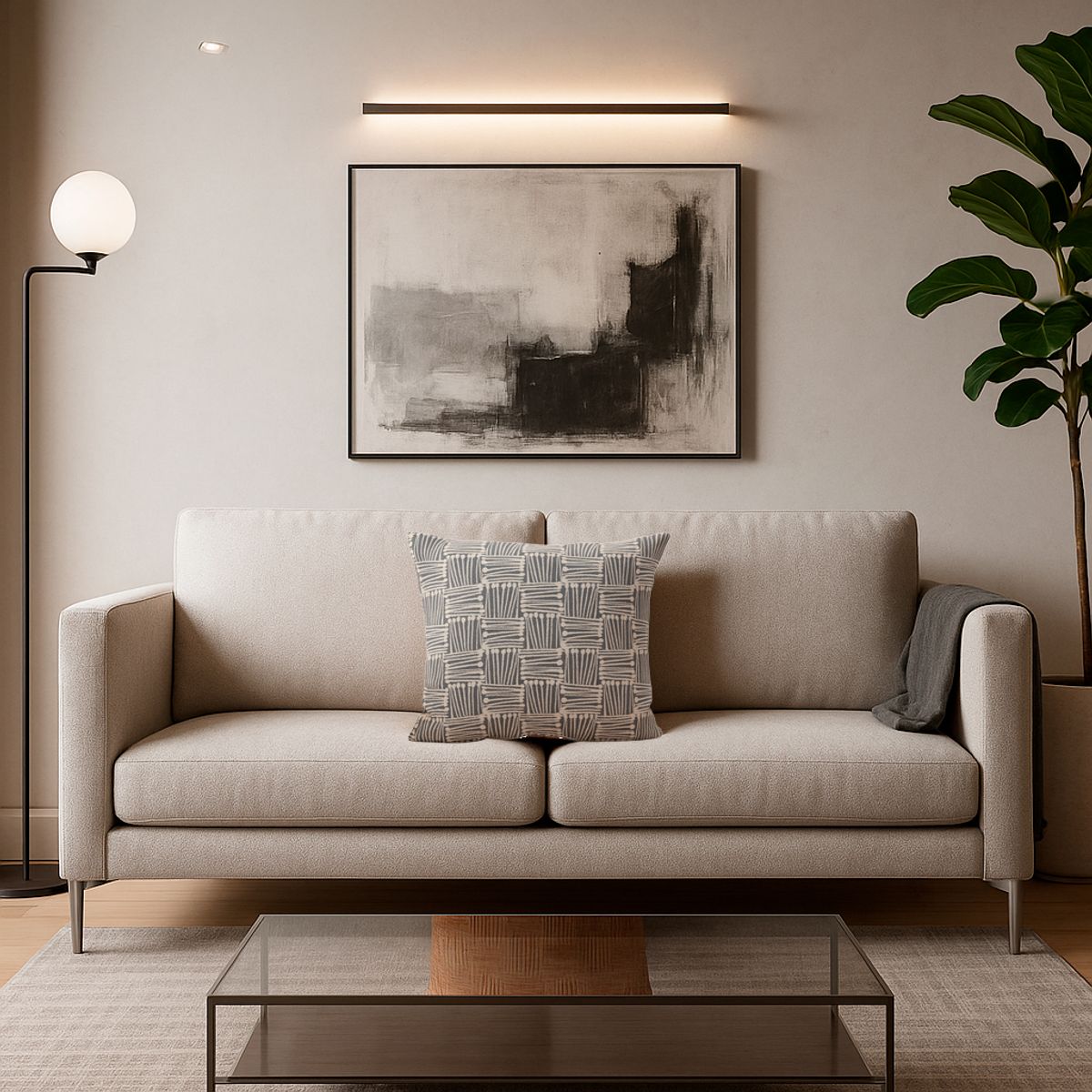 ARMONIA - Funda de cojín gris 45x45 tribal para living chileno 694