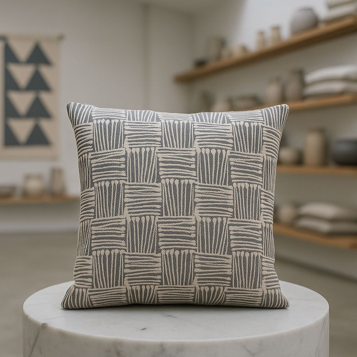 ARMONIA - Funda de almohadón 45x45 tribal gris decoración CL 694