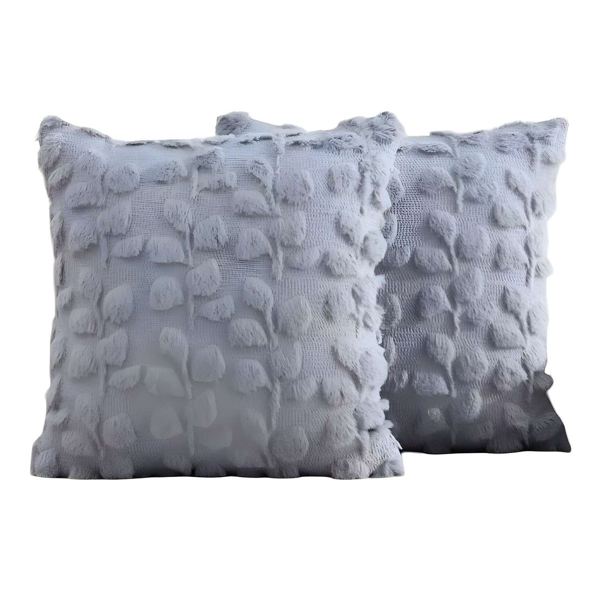 GENERICO - PACK DE 2 FUNDAS PELUDA DISEÑO HOJAS MORADO