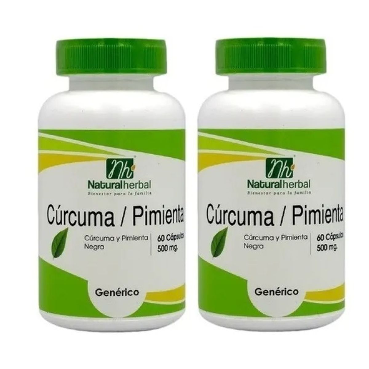 GENERICO - Curcuma + Pimienta Nh 2 Frascos 2x60 Capsulas