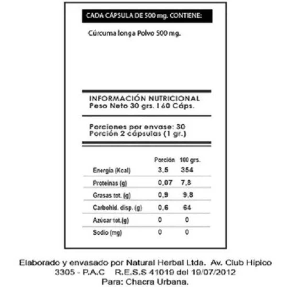 GENERICO - Curcuma + Pimienta Nh 2 Frascos 2x60 Capsulas