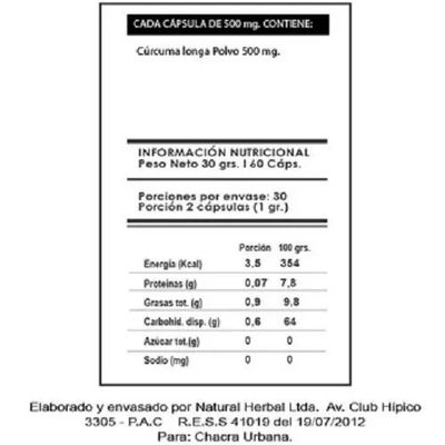 Imagen 2 del producto Curcuma + Pimienta Nh 2 Frascos 2x60 Capsulas