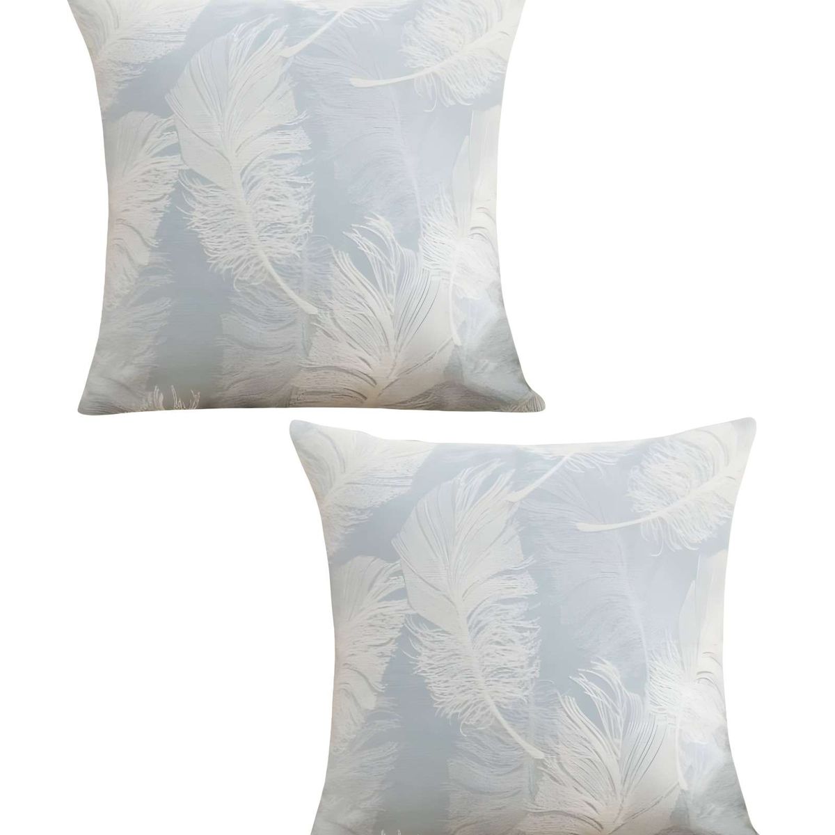 GENERICO - PACK DE 2 FUNDAS DE COJIN DE HOJAS CELESTE