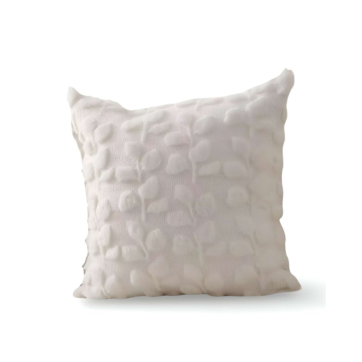 GENERICO - PACK DE 4 FUNDAS PELUDA DISEÑO HOJAS BLANCO